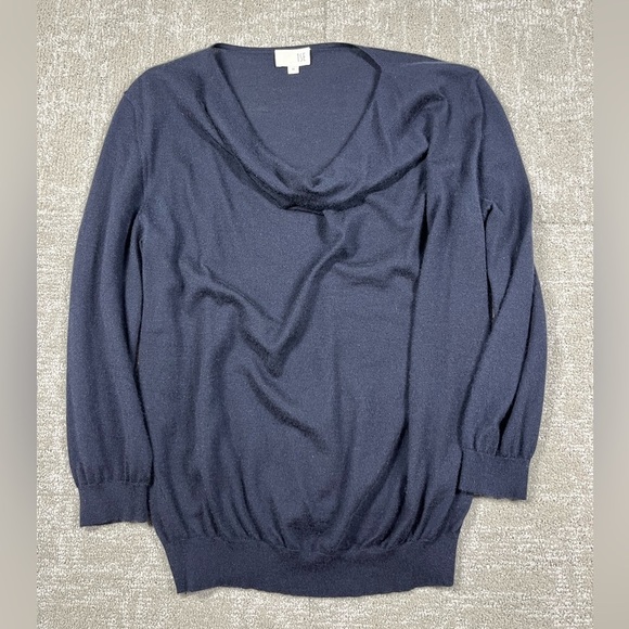 TSE 100% Cashmere Blue soft light weight scoop neck sweater FLAWED size M - Picture 1 of 7